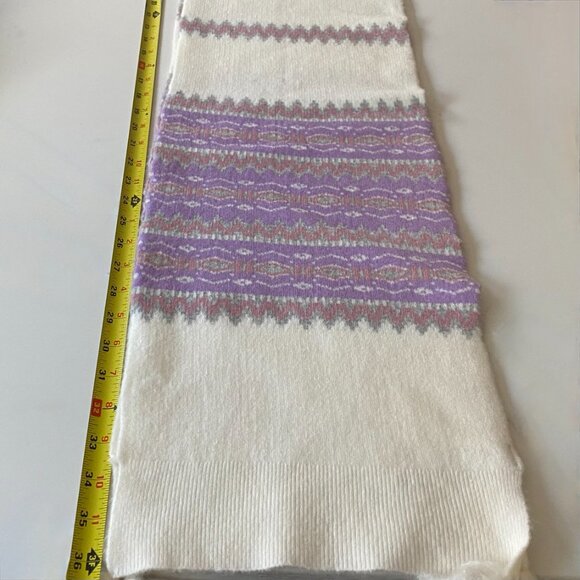 😊TALBOTS Womens Classic Norwegian Pattern Knit Scarf Purple White Gray Pink NWT - Picture 5 of 7